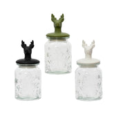 Kitchen Goods Glass Jar with Ceramic Reindeer Lid 23.5cm (3 Assorted)
